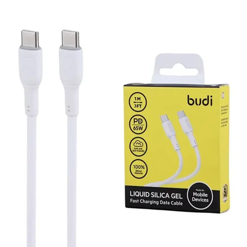 کابل تبدیل USB-C به USB-C بودی فست شارژ مدل DC258TT10W - سفید, 6 ماه گارانتی شرکتی