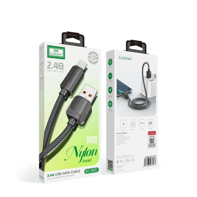 کابل تبدیل USB به USB-C ارلدام فست شارژ مدل EC-187C 2