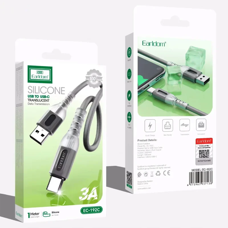 کابل تبدیل USB به USB-C ارلدام فست شارژ مدل EC-192C 2