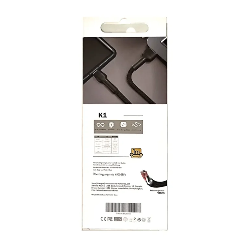 کابل تبدیل USB به microUSB سی بای مدل K1 طول 1 متر 3