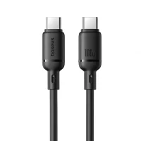 کابل سوپر فست شارژ Type-C به Type-C باسئوس مدل Silky100w-2M - مشکی, 6 ماه گارانتی شرکتی