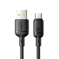 کابل سوپر فست شارژ USB به Type-C باسئوس مدل Silky100w-1M - مشکی, 6 ماه گارانتی شرکتی