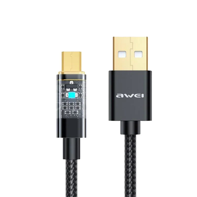 کابل شارژ MicroUSB اوی فست شارژ مدل AW- CL-139M - مشکی, گارانتی اصالت و سلامت فیزیکی