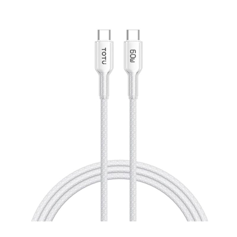کابل شارژ USB-C به USB-C توتو مدل CB-20-CC - سفید, 6 ماه گارانتی شرکتی