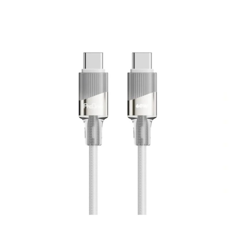 کابل شارژ USB-C به USB-C پرووان مدل PCC131 - نقره ای, ۱۲ ماه گارانتی شرکتی