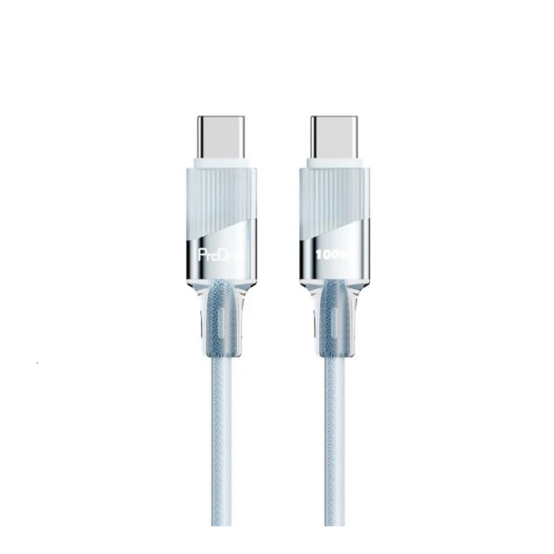 کابل شارژ USB-C به USB-C پرووان مدل PCC133 - آبی یخی, ۱۲ ماه گارانتی شرکتی