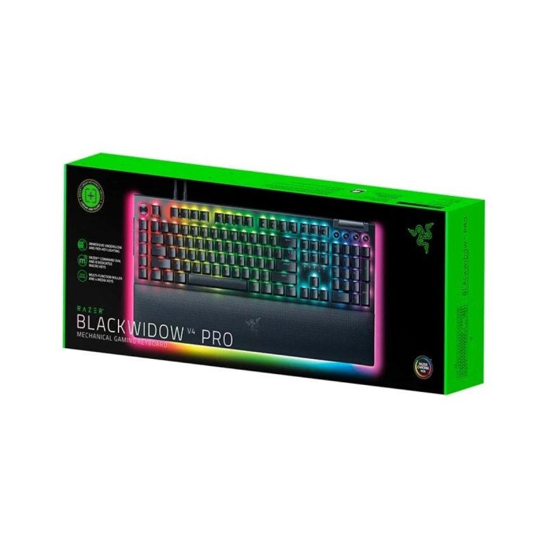 کیبورد باسیم گیمینگ ریزر مدل BlackWidow V4 Pro Green SW 5