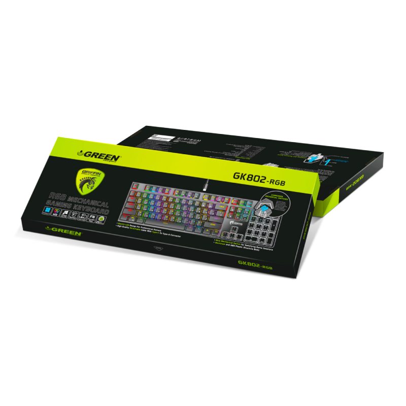 کیبورد باسیم گیمینگ گرین مدل GK802-RGB 5