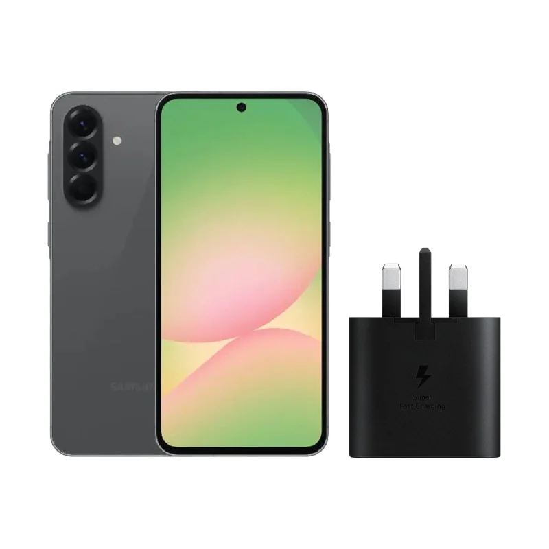 گوشی موبایل سامسونگ مدل Galaxy A56 حافظه 128 گیگابایت و رم 8 • ویتنام+شارژر سامسونگ 25 واتی مدل (سه شاخه‌ای) - گرافیت, ۱۸ ماه گارانتی شرکتی